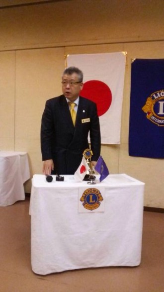 地区役員山川Lのあいさつ。来年度のゾーンチェアパーソンに立候補いたしました